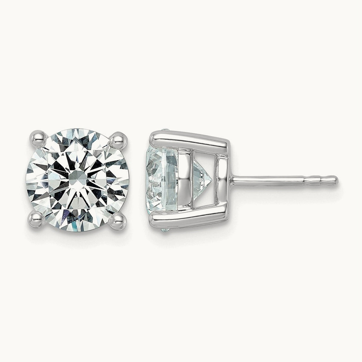 Round Lightweight Earrings, 0.25-6.00 ct tw Lab-Grown Diamond — 6 ct, 14K White Gold