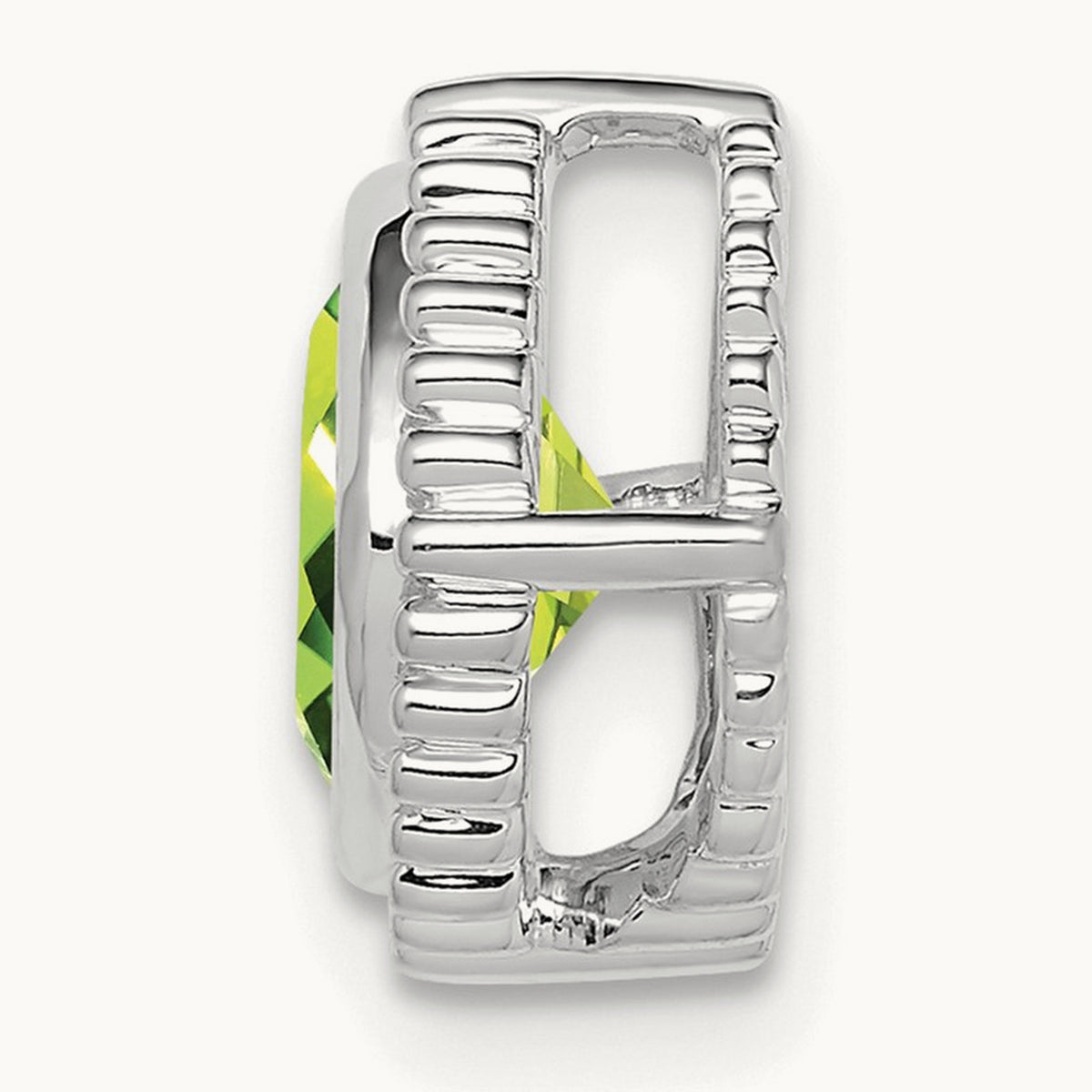 Cushion Peridot Chain Slide — 14K White Gold