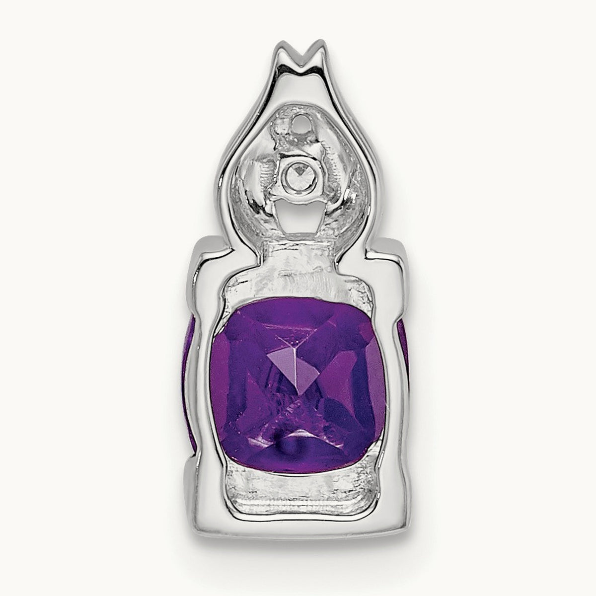 Amethyst and Diamond Pendant — 14K White Gold