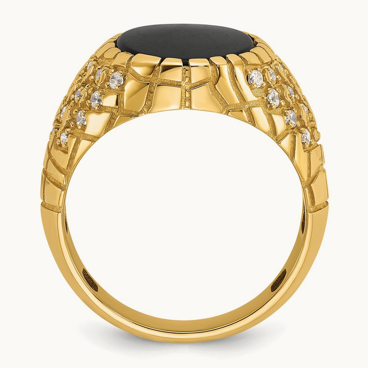 IBGoodman Men's Onyx and Diamond Nugget Complete Ring, 14K