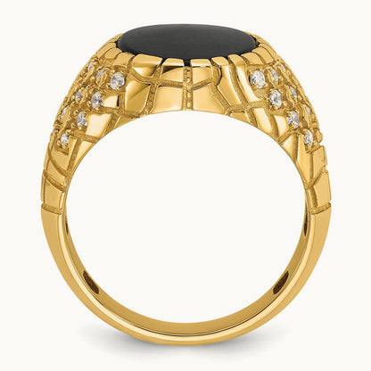 IBGoodman Men's Onyx and Diamond Nugget Complete Ring, 14K
