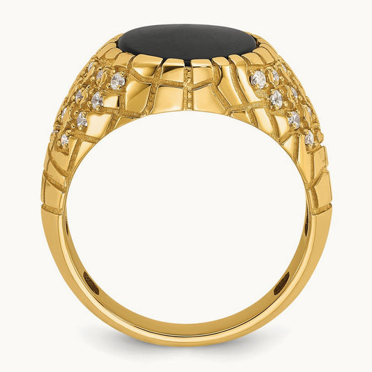 IBGoodman Men's Onyx and Diamond Nugget Complete Ring, 14K