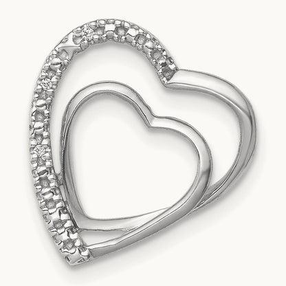 Diamond Double Heart Chain Slide — 14K White Gold