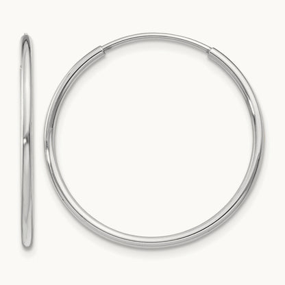 Polished Endless Tube Hoop Earrings, 1.20mm, 14K White Gold