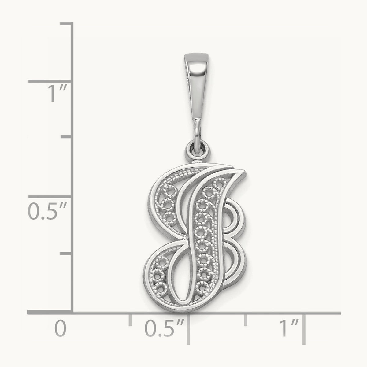 Solid Polished Script Filigree Initial Pendant — J