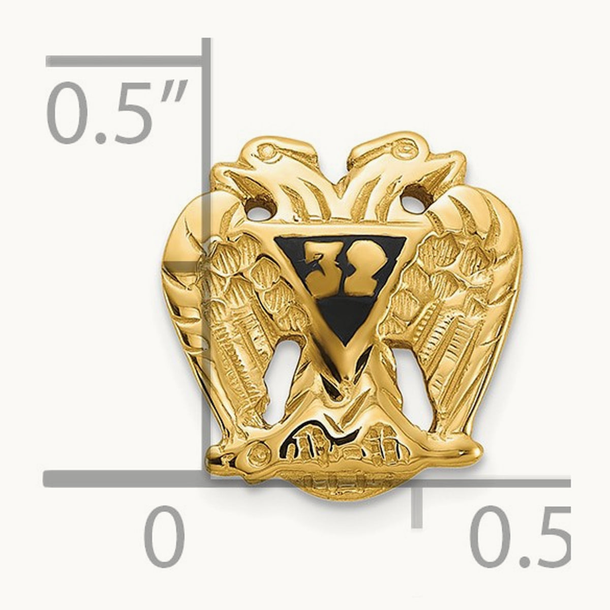 Men's Textured & Enameled 32 Degree Scottish Rite Tie Pin / Lapel, 14K
