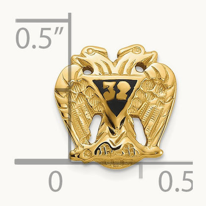 Men's Textured & Enameled 32 Degree Scottish Rite Tie Pin / Lapel, 14K