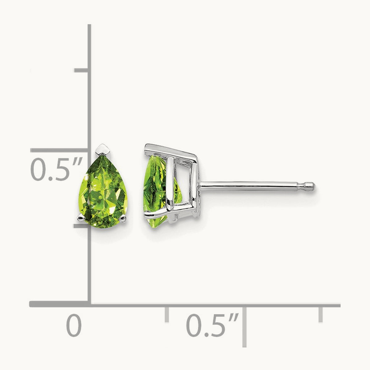 6x4mm Pear Peridot Earrings, 14K White Gold