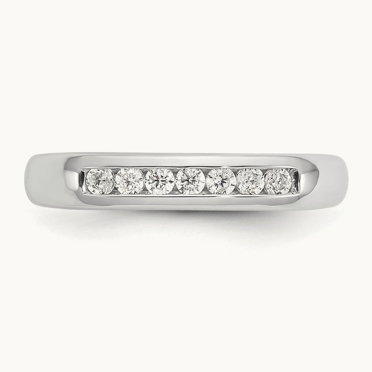 7-Stone Diamond Channel Band, 14K White Gold