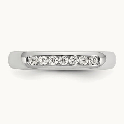 7-Stone Diamond Channel Band, 14K White Gold