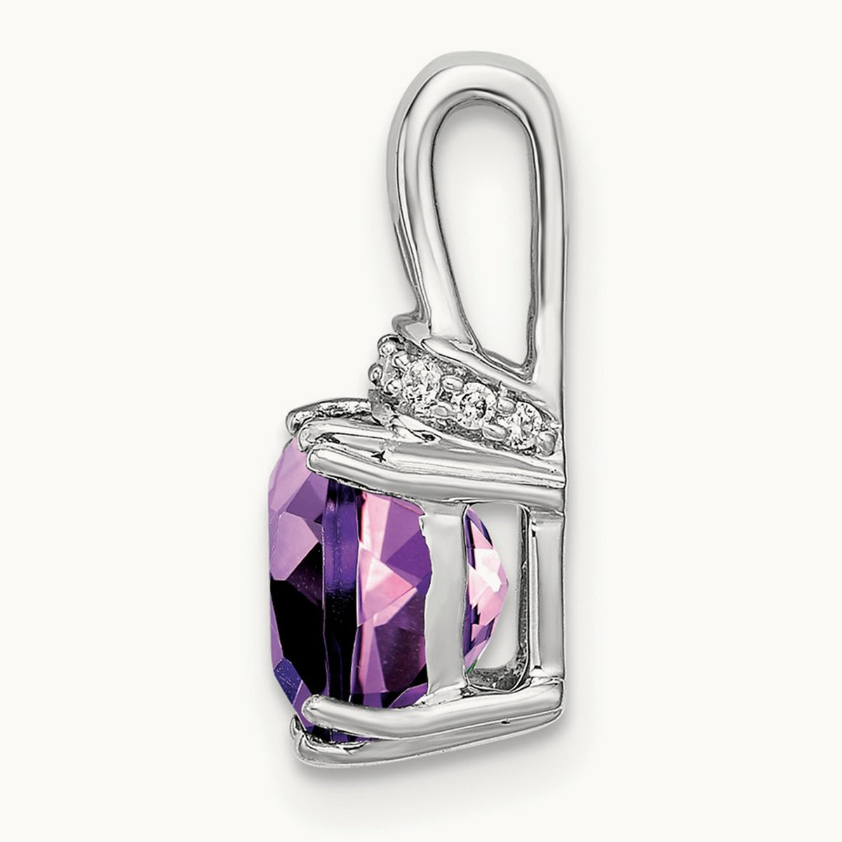 Cushion Amethyst and Diamond Pendant — photo set