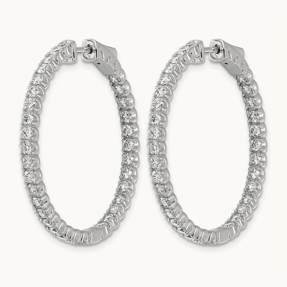 In/Out Safety Clasp Hoop Earrings, 3.00 ct tw Lab-Grown Diamond