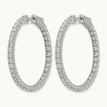 In/Out Safety Clasp Hoop Earrings, 3.00 ct tw Lab-Grown Diamond