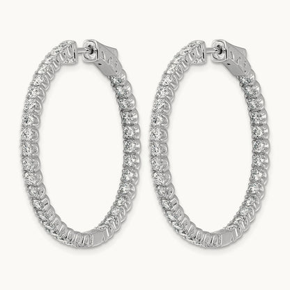 In/Out Safety Clasp Hoop Earrings, 3.00 ct tw Lab-Grown Diamond