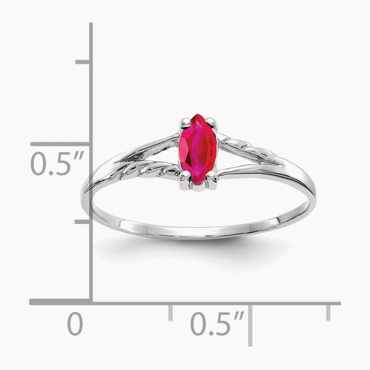 Ruby Birthstone Ring, 14K White Gold