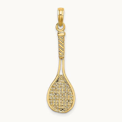 Solid Polished 3-D Tennis Racquet Charm — photo set