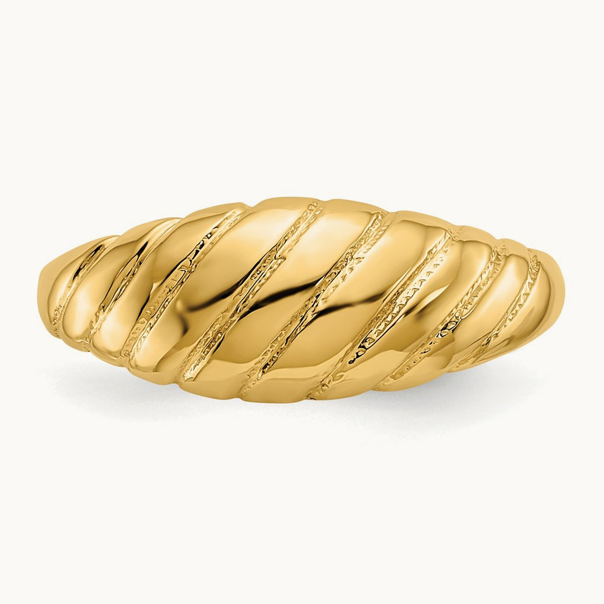 Polished Scalloped Dome Ring, 14K
