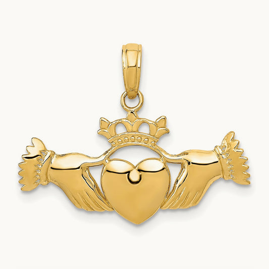 Polished Claddagh Pendant, 14K