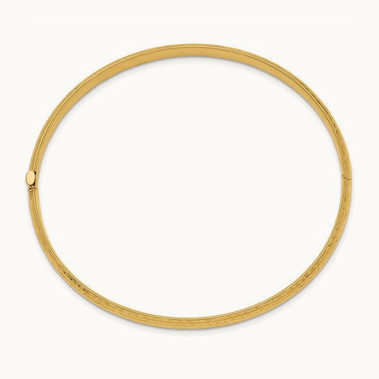 3/16 Diamond-cut Fancy Hinged Bangle Bracelet, 14K