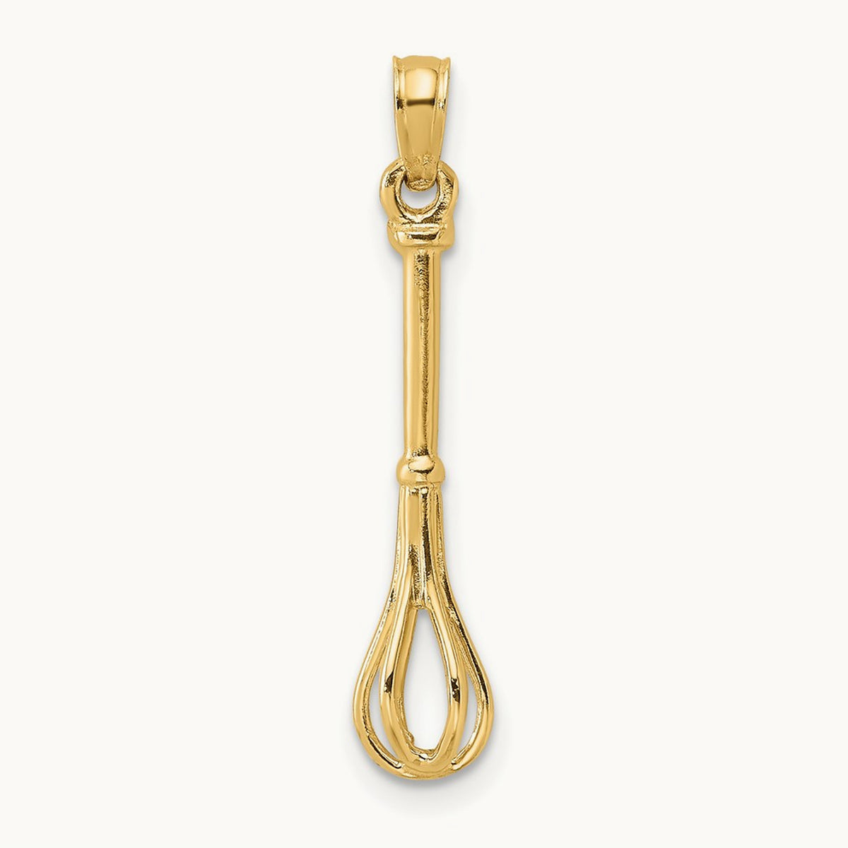 3-D Polished Whisk Charm, 14K