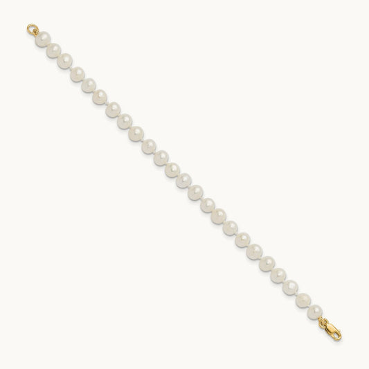 4- White FW Cultured Pearl Pendant, 5in Bracelet & Earring Set, 5mm, 14K