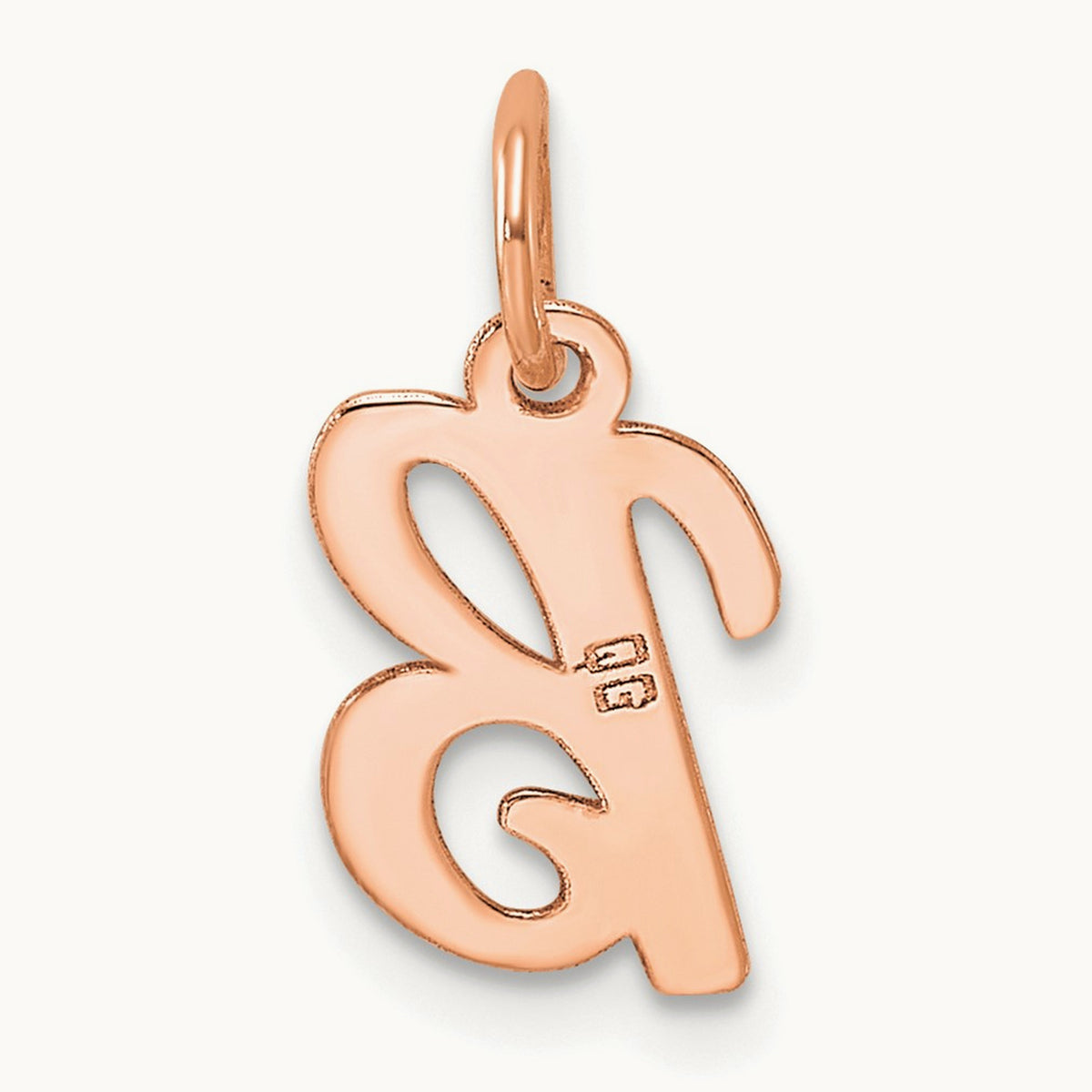 Small Script Letter B Initial Charm, 14K Rose Gold