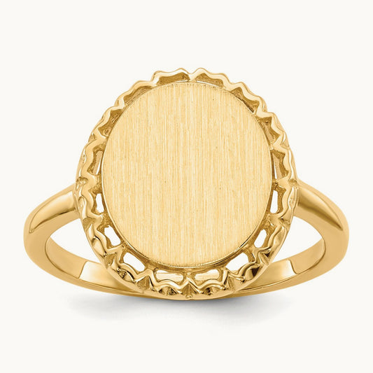 11.0x12. Open Back Signet Ring, 5mm, 14K