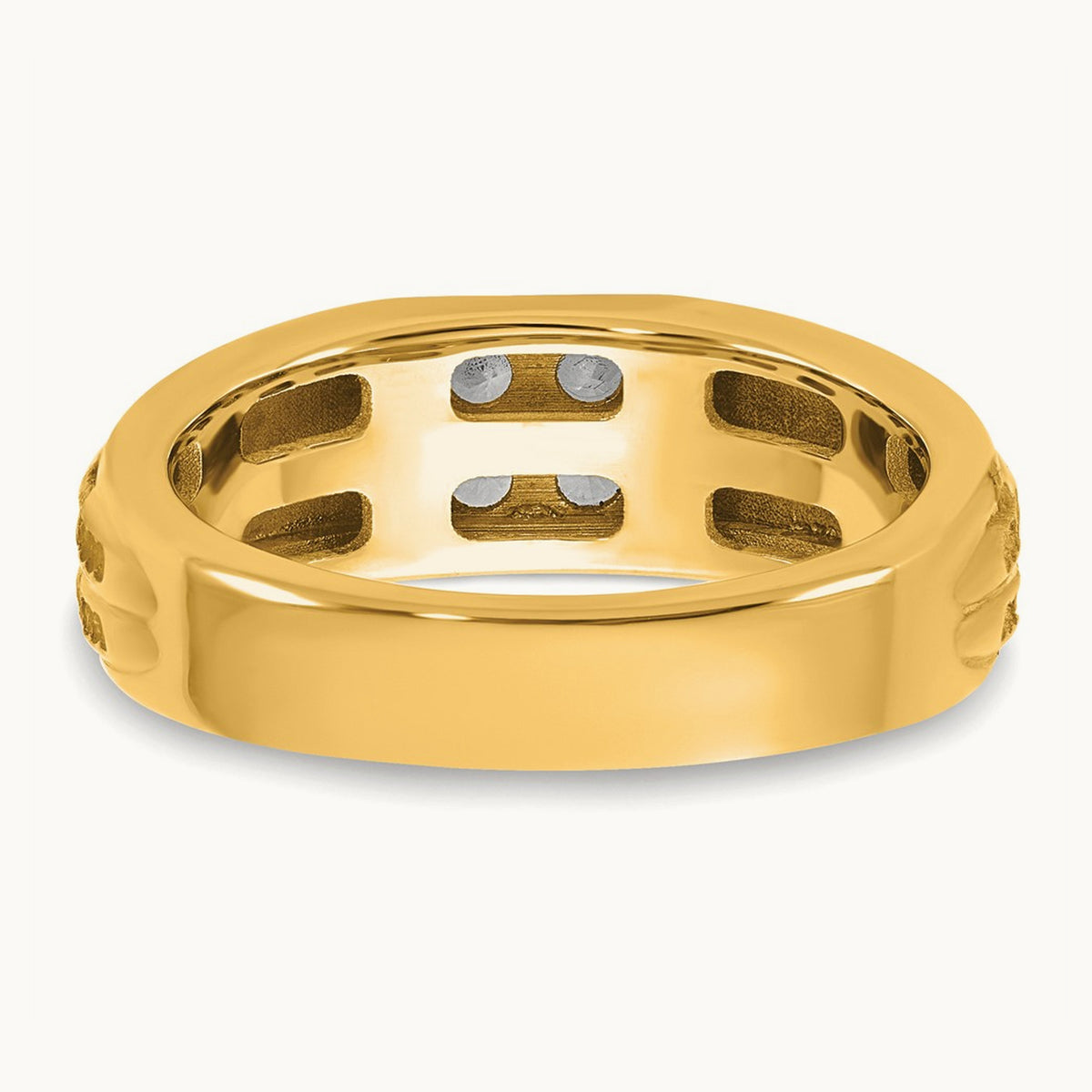 Setting: IB Goodman Men's Polished 4-Stone Diamond Ring Mounting, 14K Gold — 14K Two-Tone Gold
