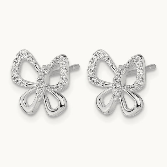 Butterfly Post Earrings, 0.15 ct tw Lab-Grown Diamond