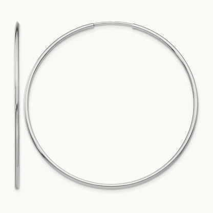 Polished Endless Tube Hoop Earrings, 1.20mm, 14K White Gold