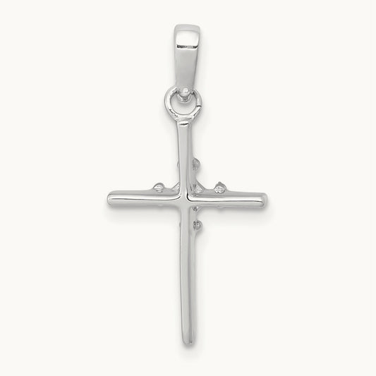 Diamond Polished Cross Pendant — 14K White Gold