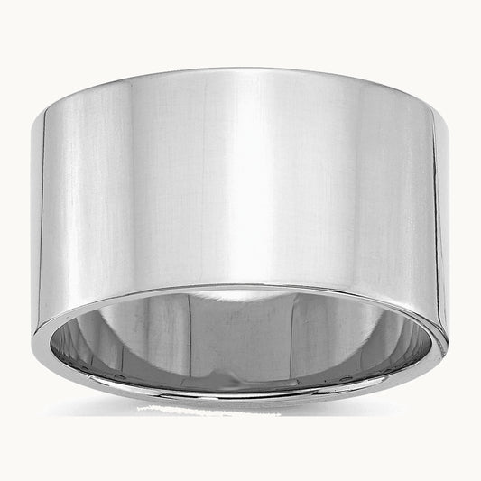 Sterling Silver Rhodium-plated 12mm Flat Band