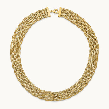 Polished Braided Mesh Necklace, 14K — Leslie's