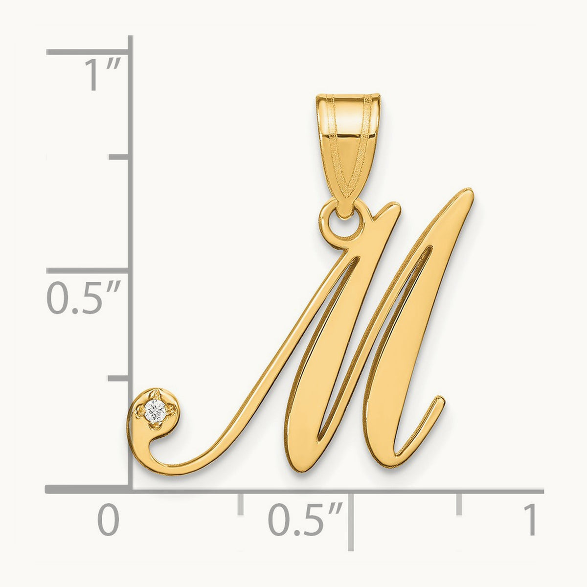 Script Initial Pendant with Diamond — M