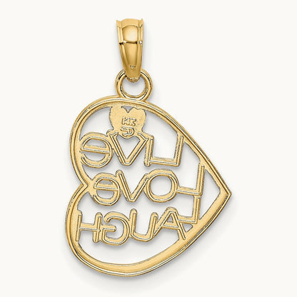 LIVE LOVE LAUGH In Heart Charm, 14K with Rhodium
