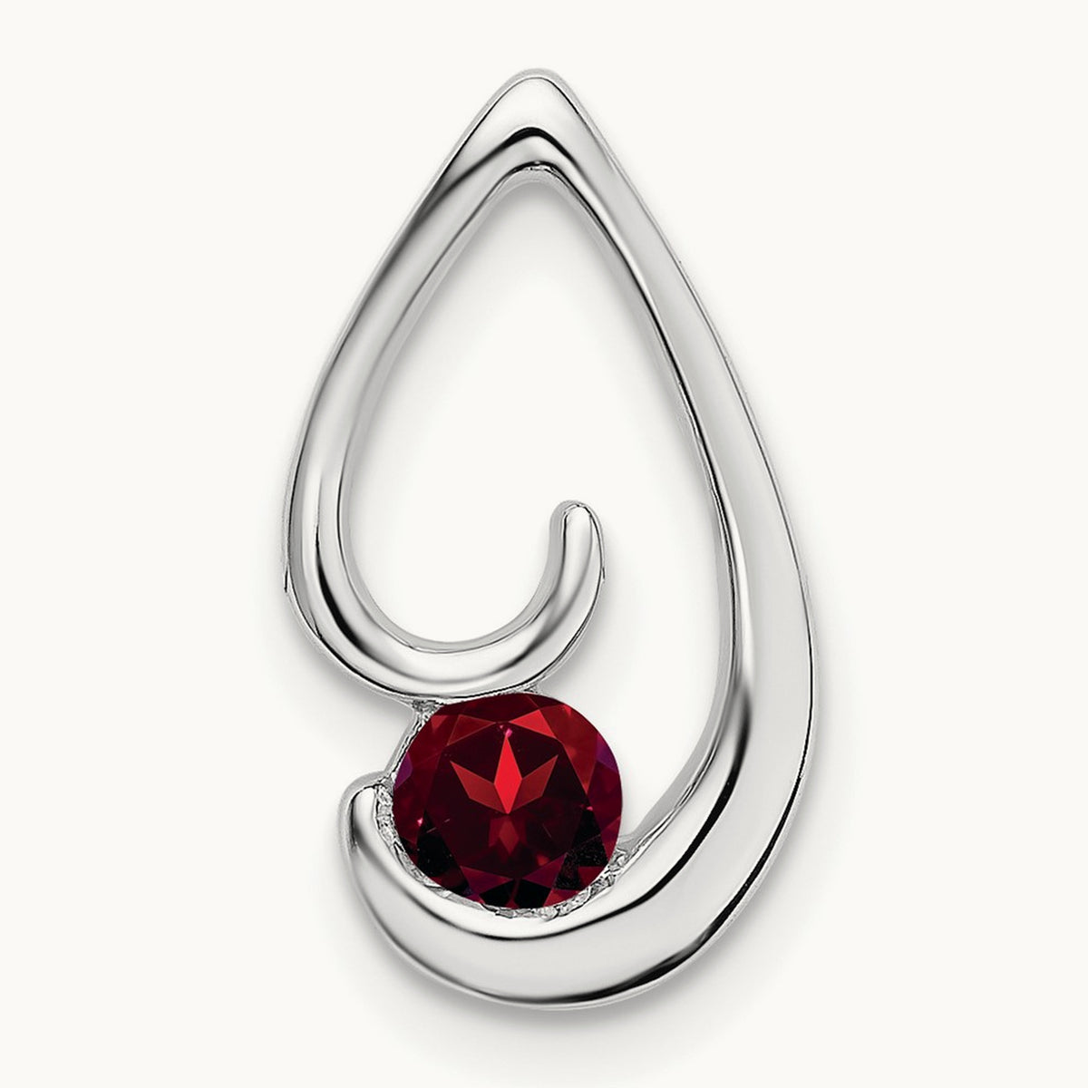 Garnet Chain Slide — 14K White Gold