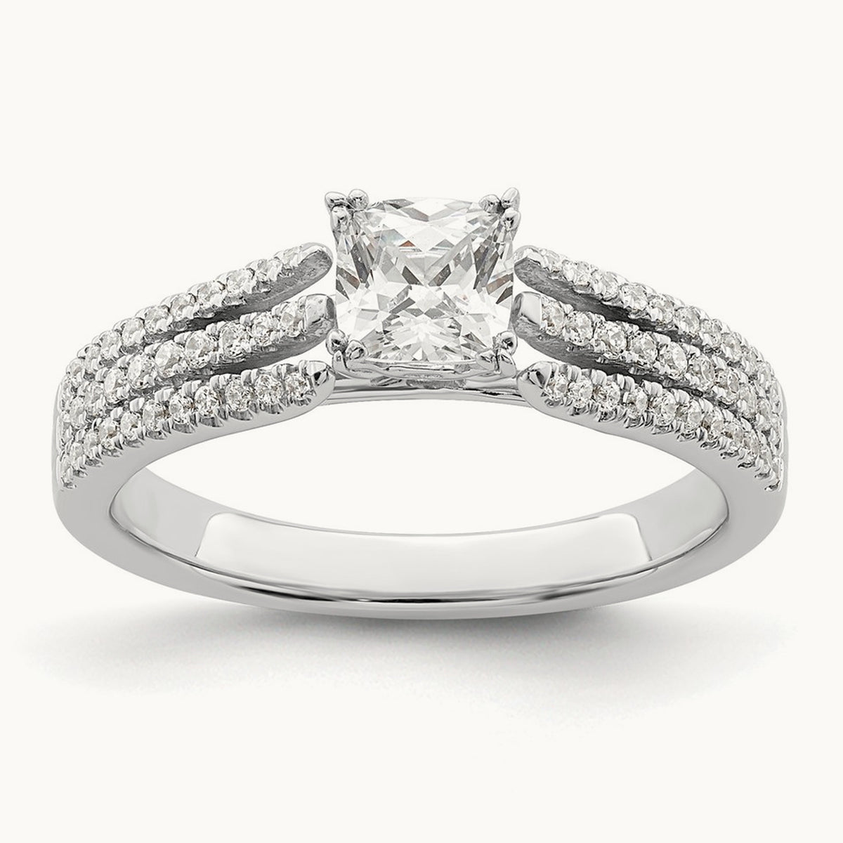 3-Row Cushion Semi-Mount Engagement Ring — 1/2 ct, 7