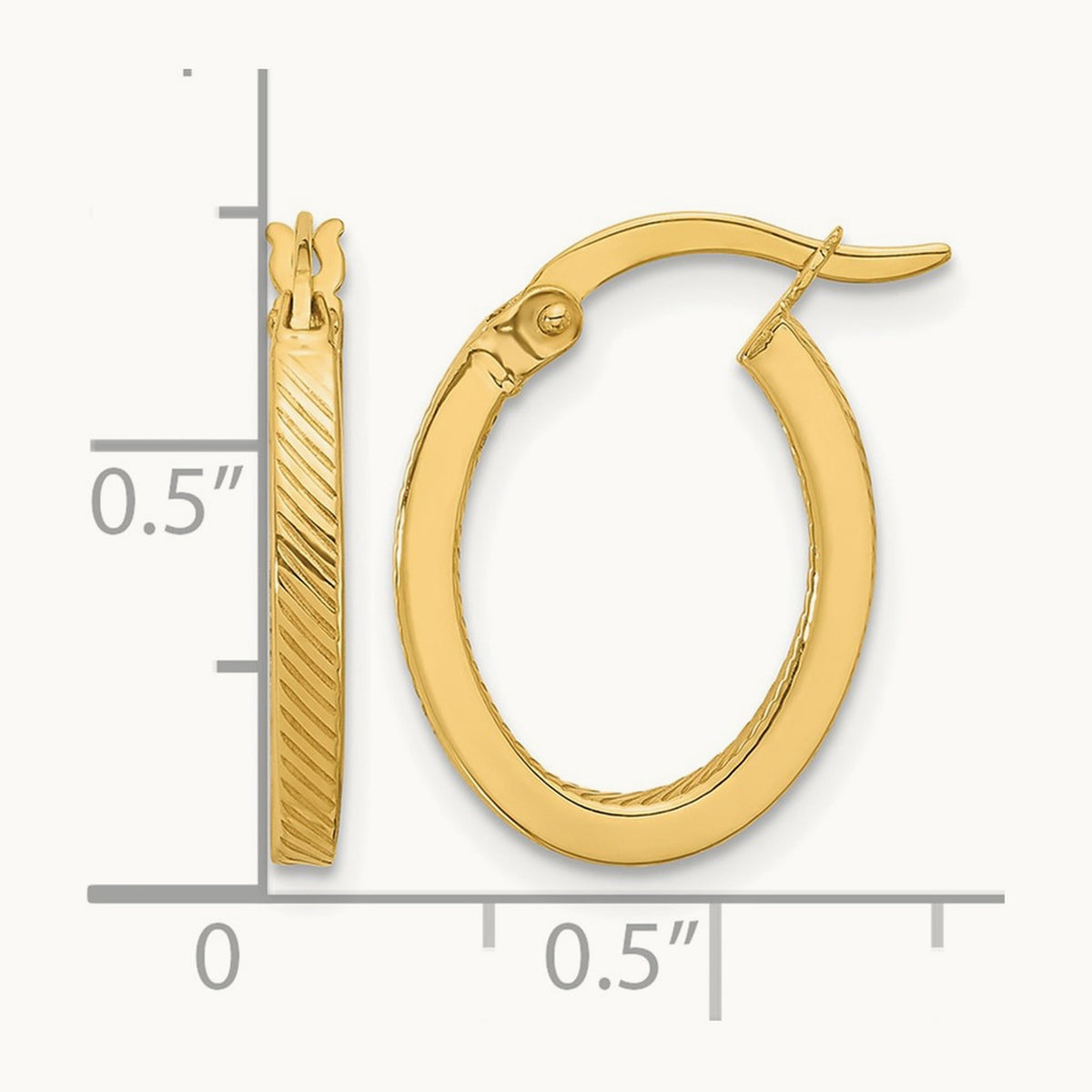 Polished and Textured Oval Hoop Earrings — Leslie's — 18mm