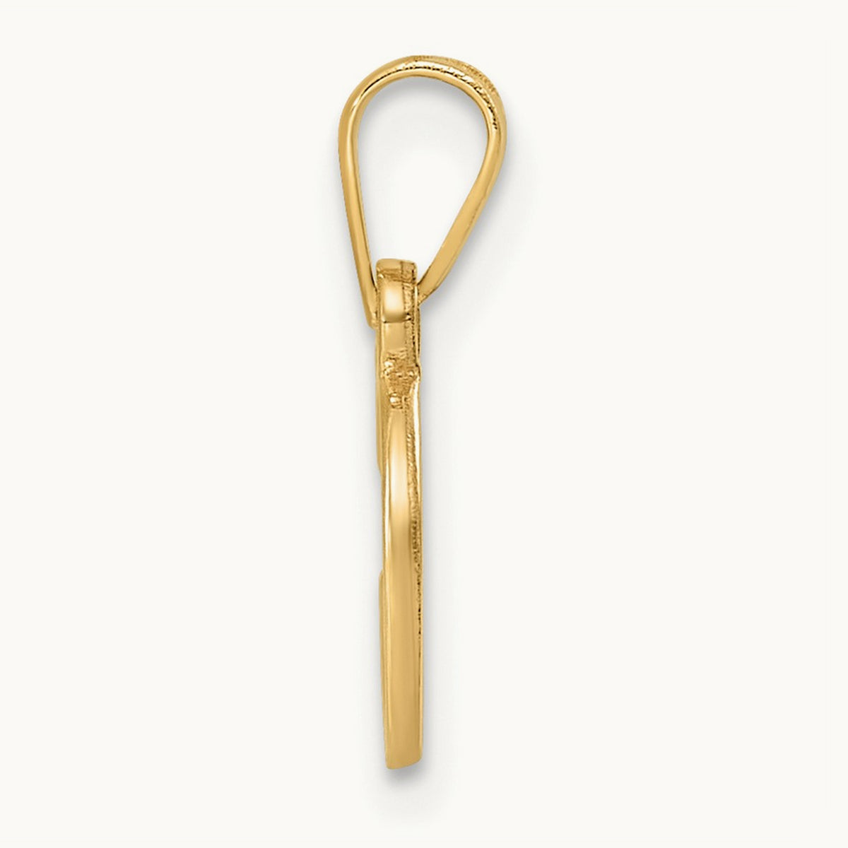 Polished Block Initial Pendant — 14K Yellow Gold, C