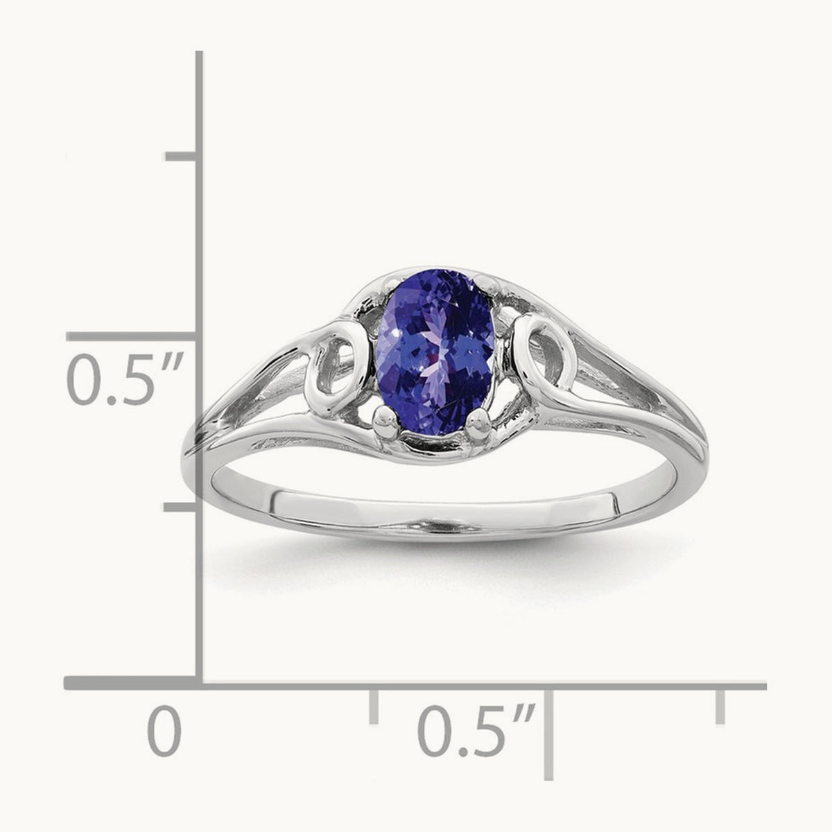 7x5mm Oval Tanzanite ring, 14K White Gold