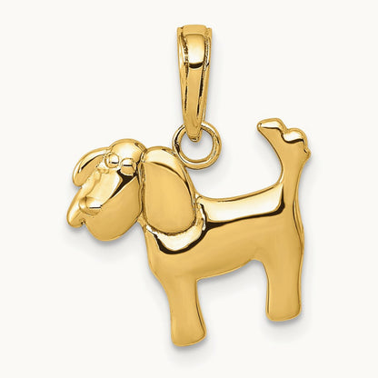 Polished Dog Charm — 14K Yellow Gold
