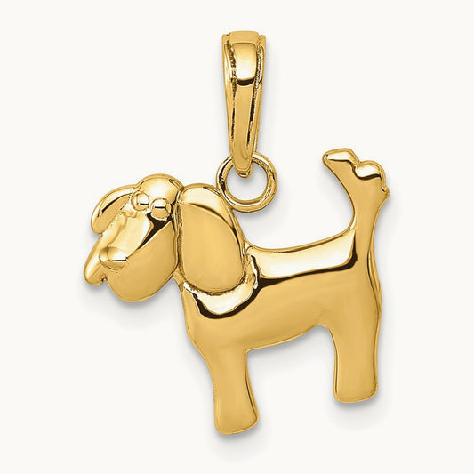 Polished Dog Charm — 14K Yellow Gold