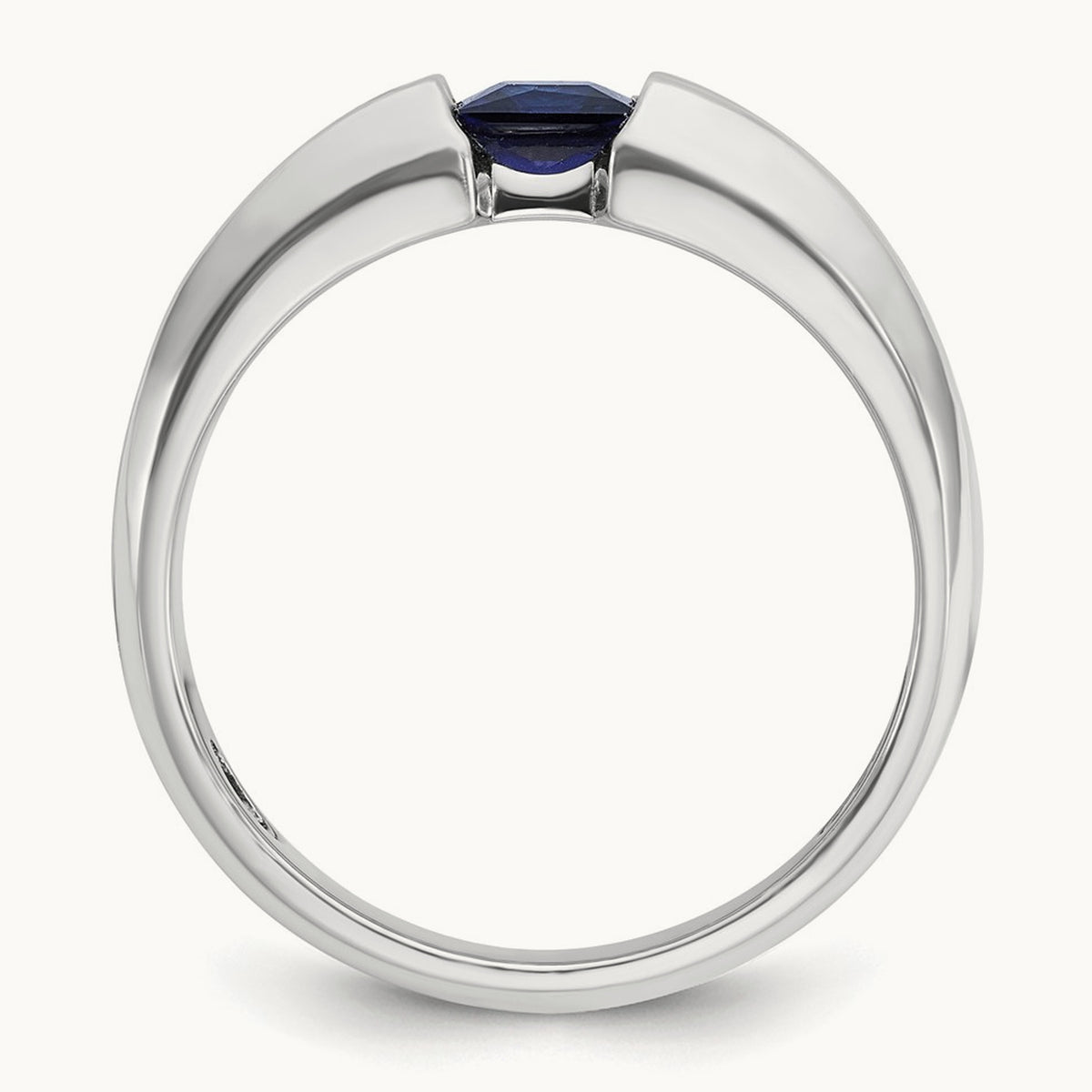 IBGoodman Men's Polished Lab Created Sapphire & Diamond Ring, 14K White Gold