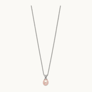 Madi K RH-plated Pink Rice 6- FWC Pearl Necklace, 7mm, Sterling Silver