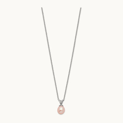 Madi K RH-plated Pink Rice 6- FWC Pearl Necklace, 7mm, Sterling Silver