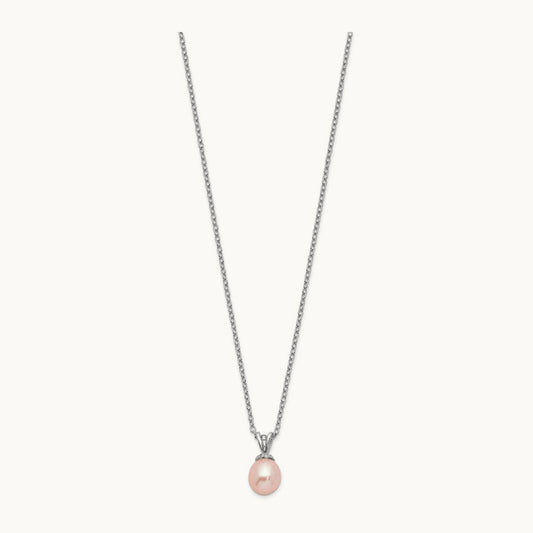 Madi K RH-plated Pink Rice 6- FWC Pearl Necklace, 7mm, Sterling Silver