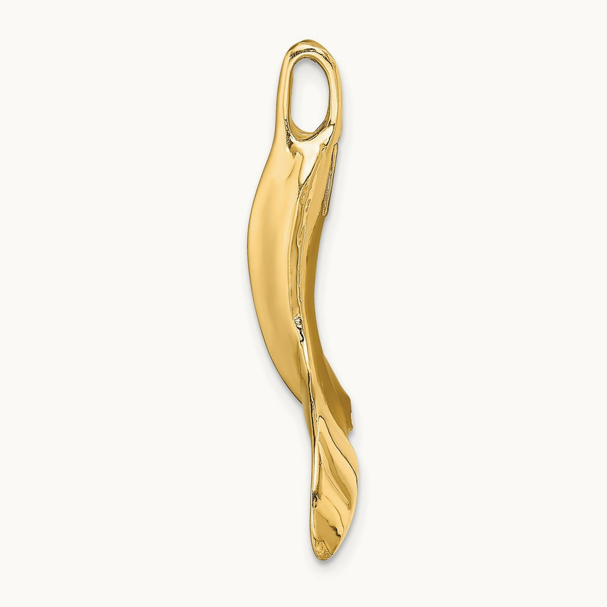 3-D Polished Whale Tail Chain Slide — 14K Yellow Gold, 30mm