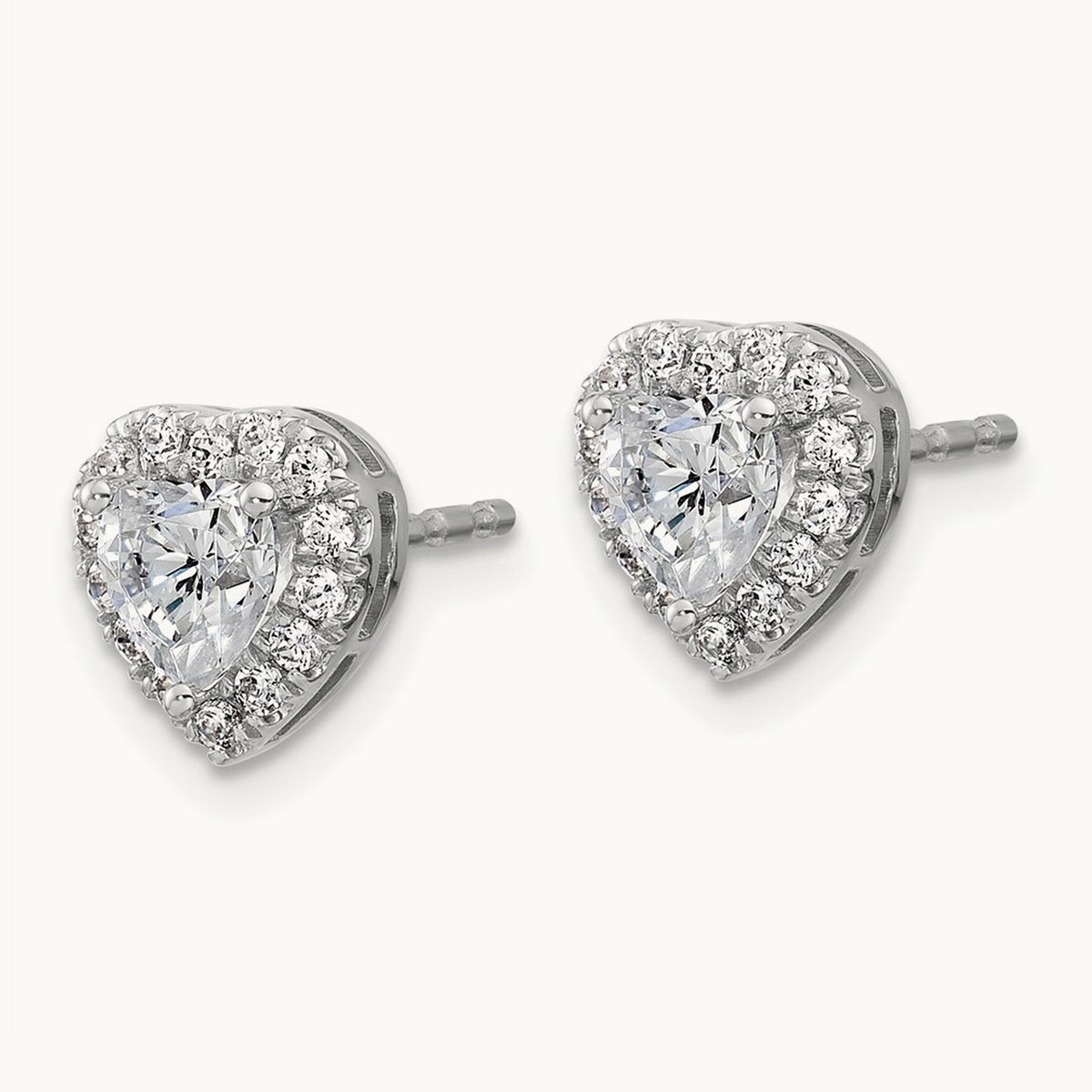 Heart Halo Post Earrings, 0.50-7.25 ct tw Lab-Grown Diamond — 1 1/4 ct, VS/SI (Great) · Certified, 14K White Gold