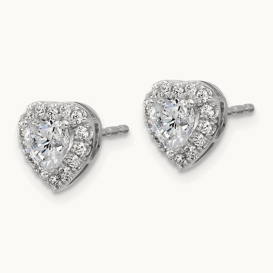 1/2 Center Semi-Mount Halo Heart Earrings, 0.25 ct tw Lab-Grown Diamond