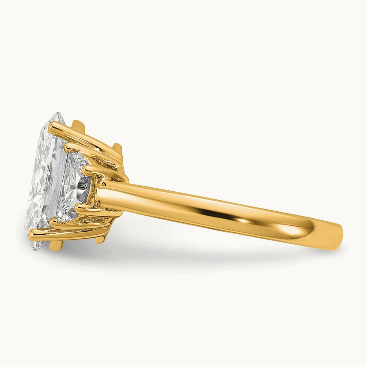 Half Moon and Oval Semi-Mount Engagement Ring, 0.50-1.00 ct tw Lab-Grown Diamond — 5/8 ct, 14K Yellow Gold